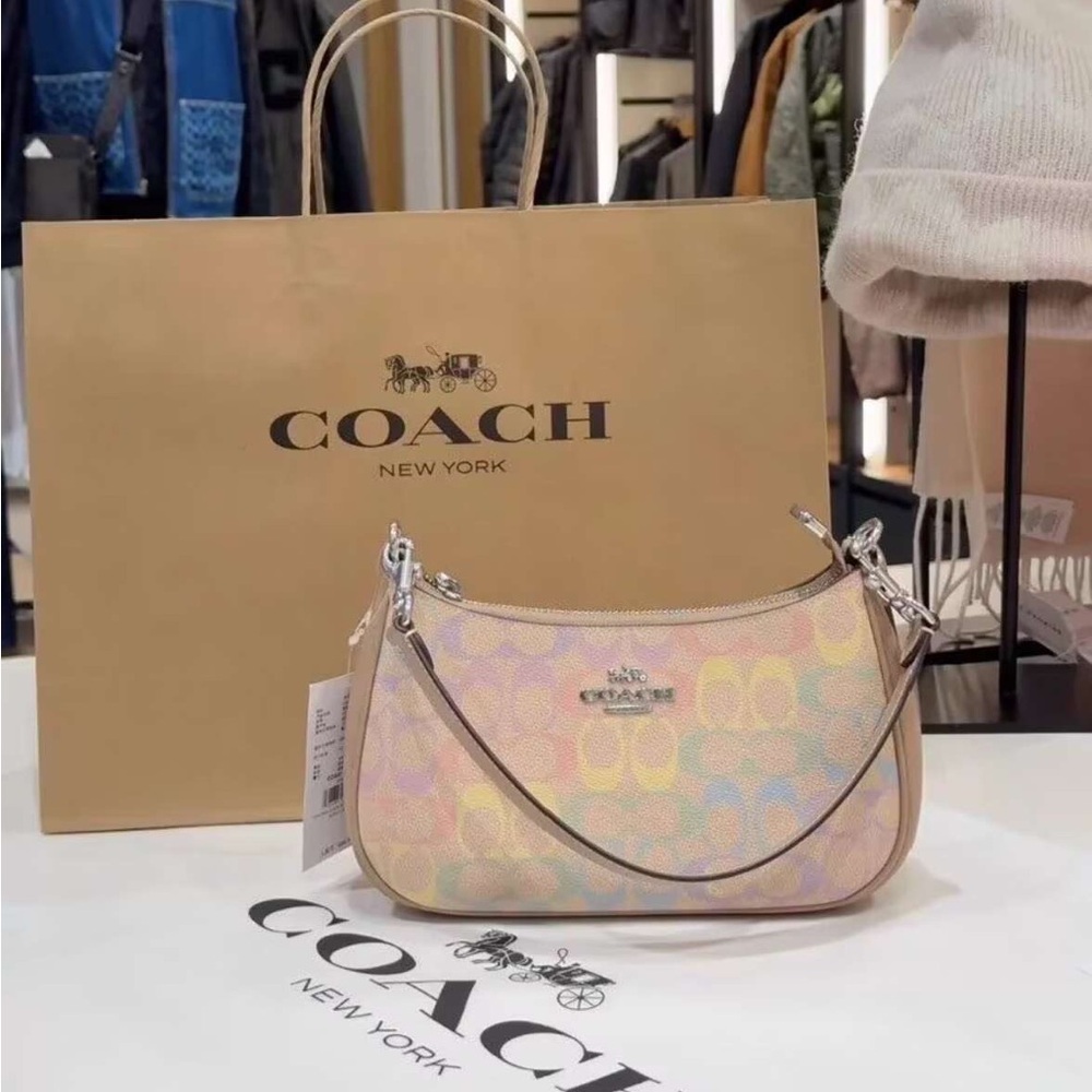 Coach Multicolor Pastel Signature Hobo Bag with Crossbody Strap - Picture 5 of 9